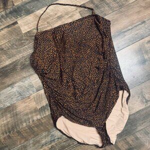 Brown and Navy One Piece Swimsuit